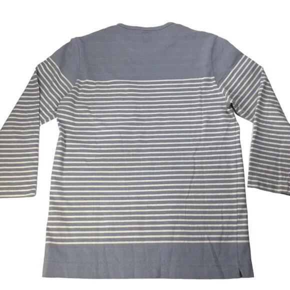 Arpenteur Top Shirt Mens XS France Pullover Striped 3/4 Sleeve Pocket Gray White - Picture 5 of 6
